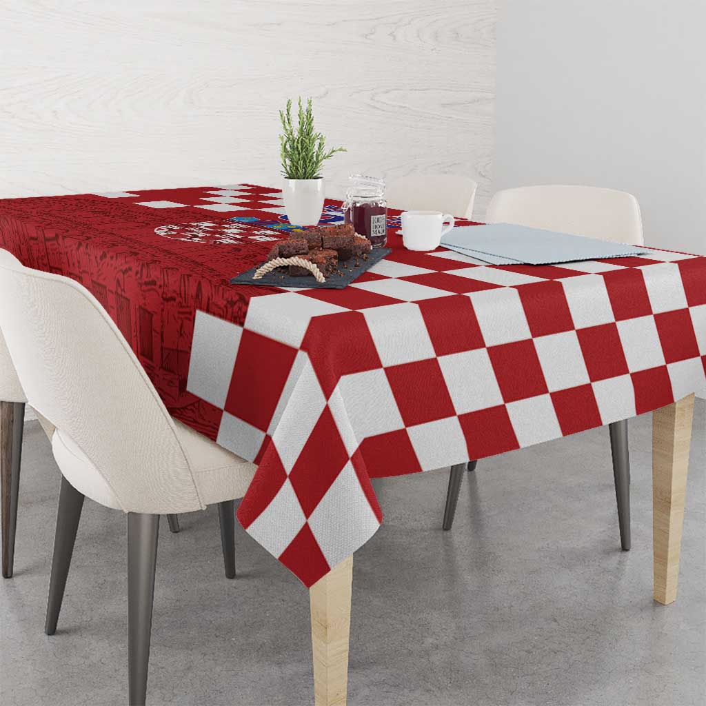 Croatia Football 2025 Custom Tablecloth Red Hrvatska Kockasti - Pula Arena
