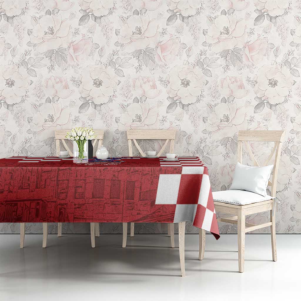 Croatia Football 2025 Custom Tablecloth Red Hrvatska Kockasti - Pula Arena