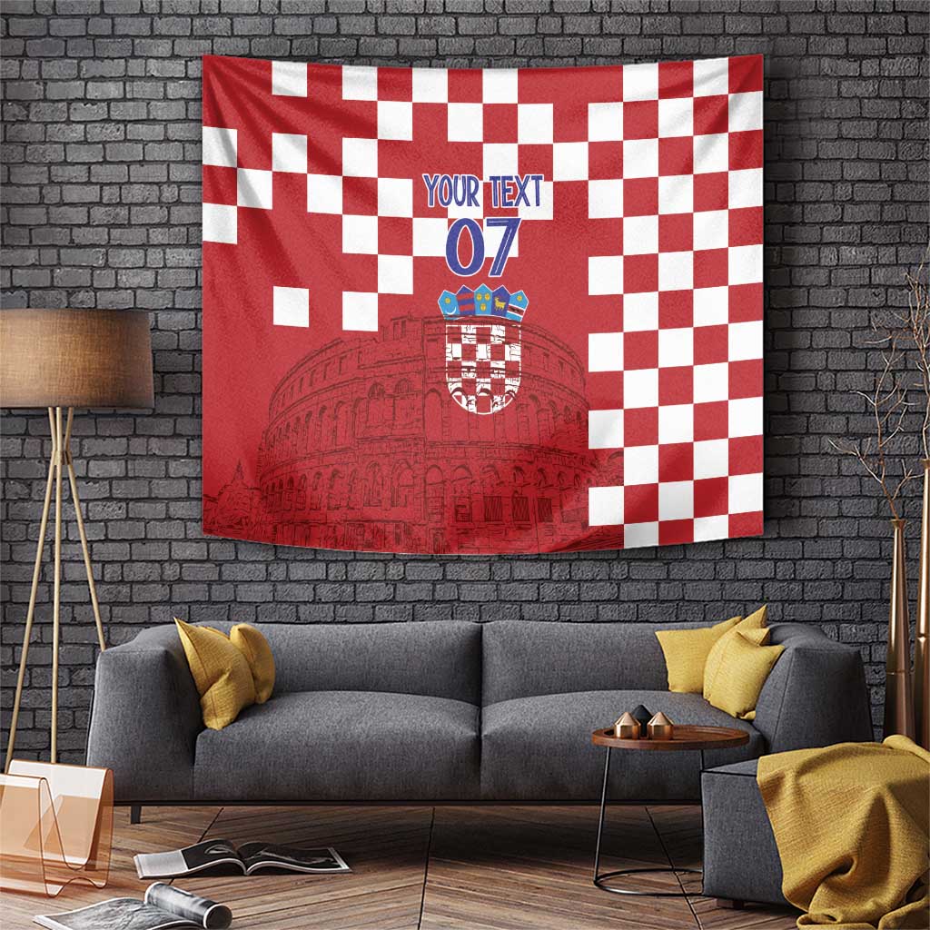 Croatia Football 2025 Custom Tapestry Red Hrvatska Kockasti - Pula Arena