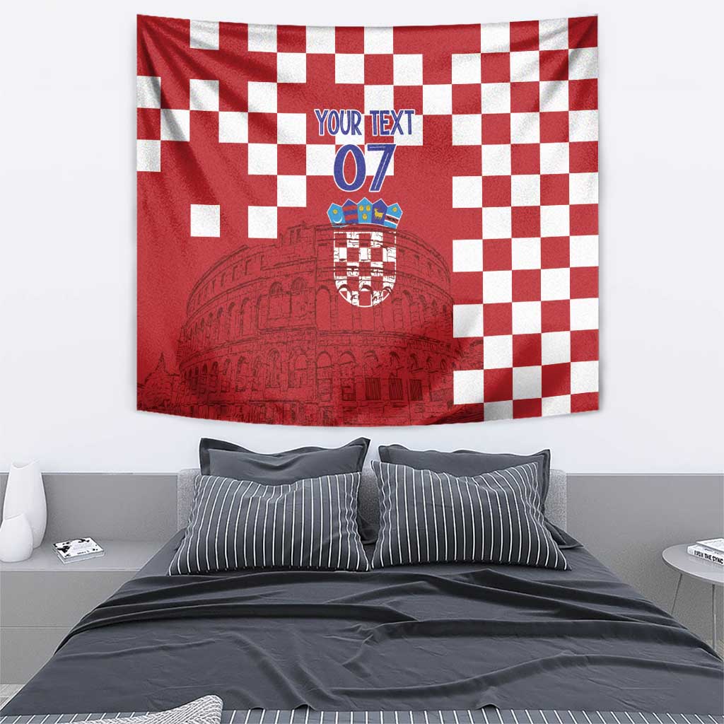 Croatia Football 2025 Custom Tapestry Red Hrvatska Kockasti - Pula Arena
