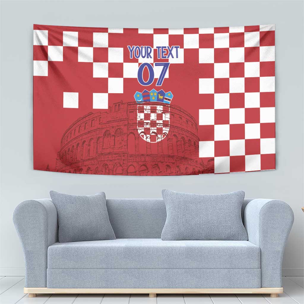 Croatia Football 2025 Custom Tapestry Red Hrvatska Kockasti - Pula Arena