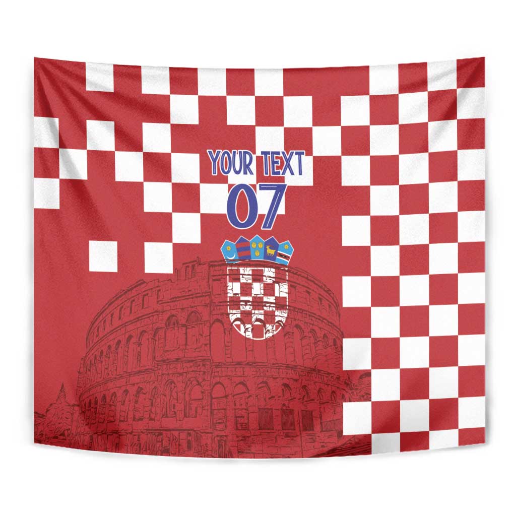 Croatia Football 2025 Custom Tapestry Red Hrvatska Kockasti - Pula Arena