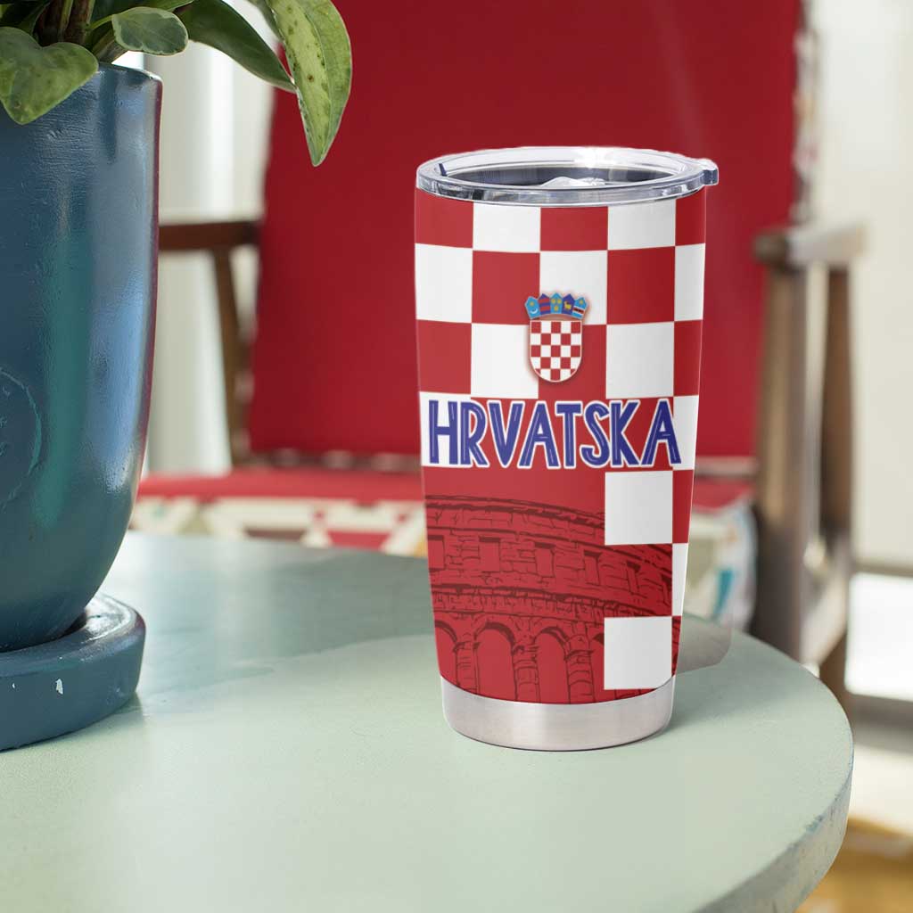 Croatia Football 2025 Custom Tumbler Cup Red Hrvatska Kockasti - Pula Arena