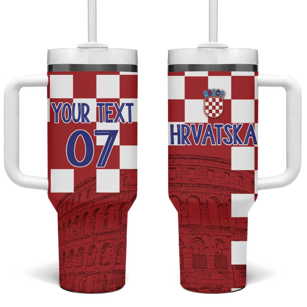 Croatia Football 2025 Custom Tumbler With Handle Red Hrvatska Kockasti - Pula Arena