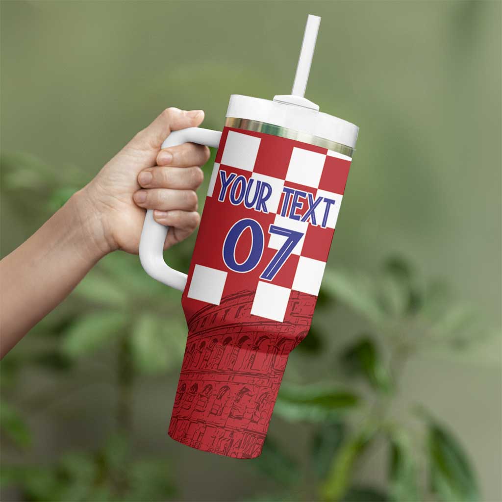 Croatia Football 2025 Custom Tumbler With Handle Red Hrvatska Kockasti - Pula Arena