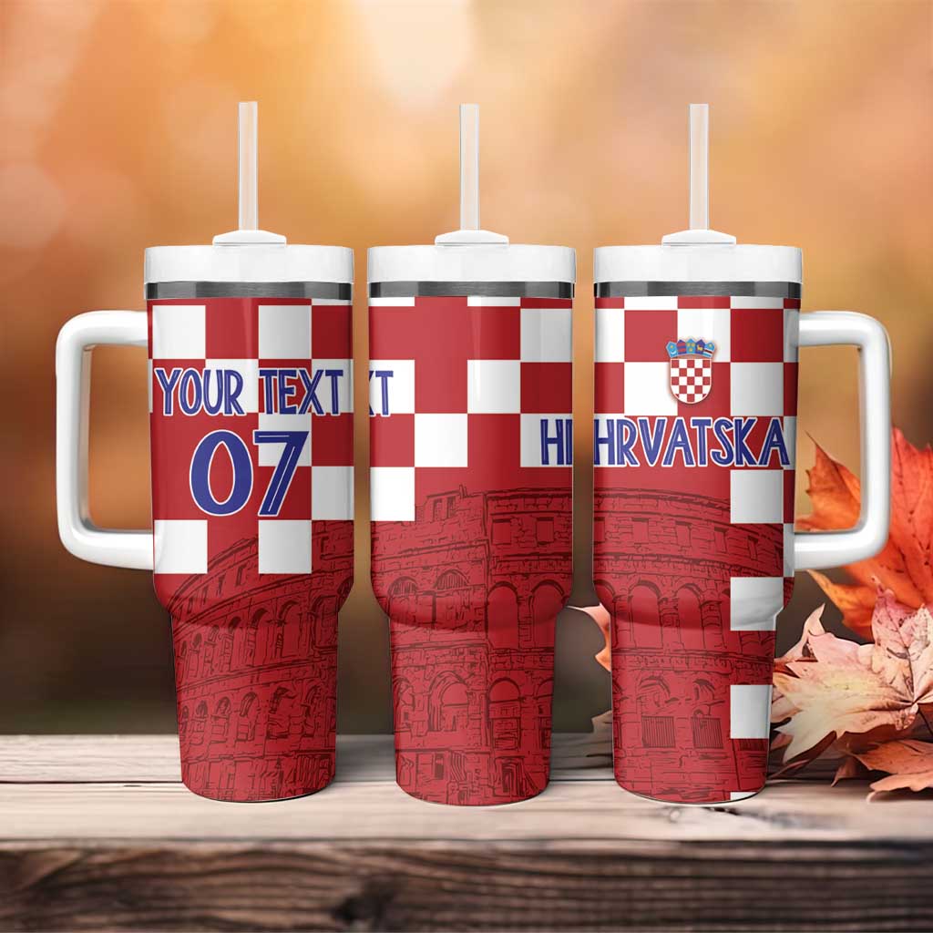 Croatia Football 2025 Custom Tumbler With Handle Red Hrvatska Kockasti - Pula Arena