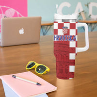 Croatia Football 2025 Custom Tumbler With Handle Red Hrvatska Kockasti - Pula Arena