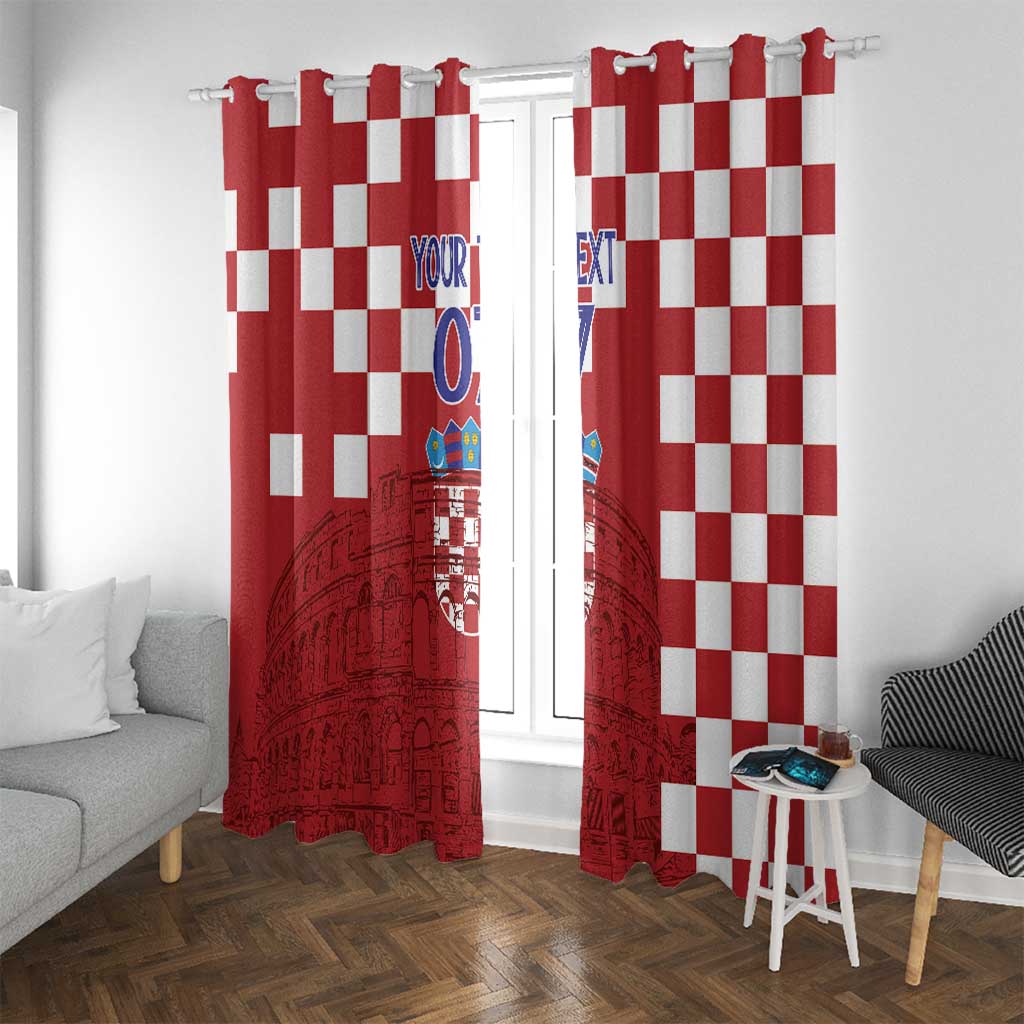 Croatia Football 2025 Custom Window Curtain Red Hrvatska Kockasti - Pula Arena