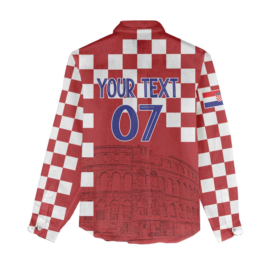 Croatia Football 2025 Custom Women Casual Shirt Red Hrvatska Kockasti - Pula Arena