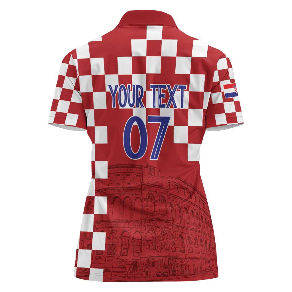 Croatia Football 2025 Custom Women Polo Shirt Red Hrvatska Kockasti - Pula Arena