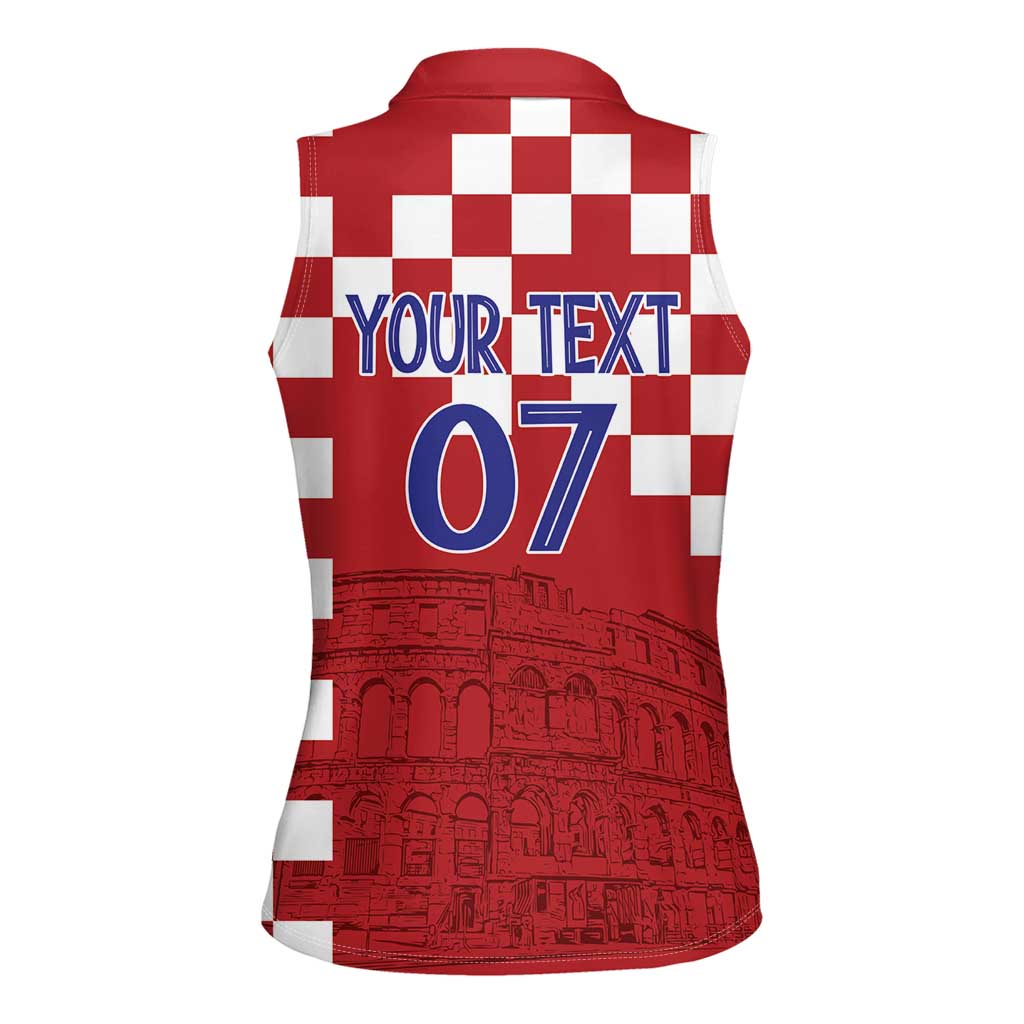 Croatia Football 2025 Custom Women Sleeveless Polo Shirt Red Hrvatska Kockasti - Pula Arena