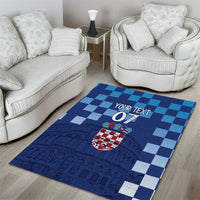 Croatia Football 2025 Custom Area Rug Blue Hrvatska Kockasti - Pula Arena