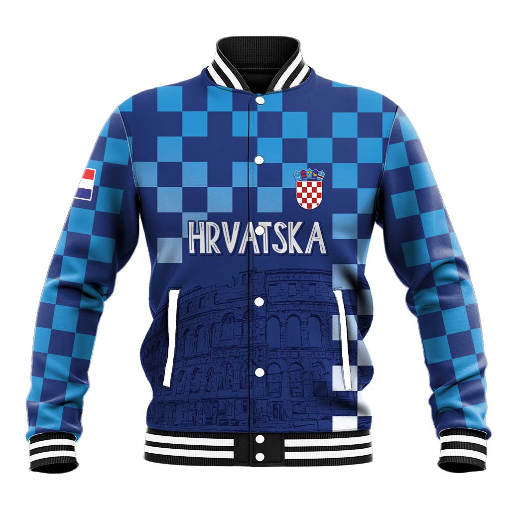 Croatia Football 2025 Custom Baseball Jacket Blue Hrvatska Kockasti - Pula Arena