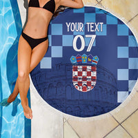 Croatia Football 2025 Custom Beach Blanket Blue Hrvatska Kockasti - Pula Arena