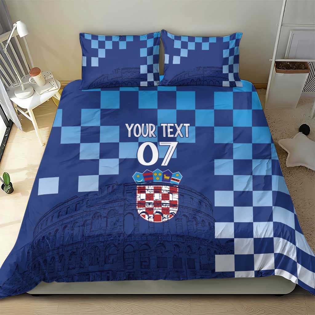 Croatia Football 2025 Custom Bedding Set Blue Hrvatska Kockasti - Pula Arena
