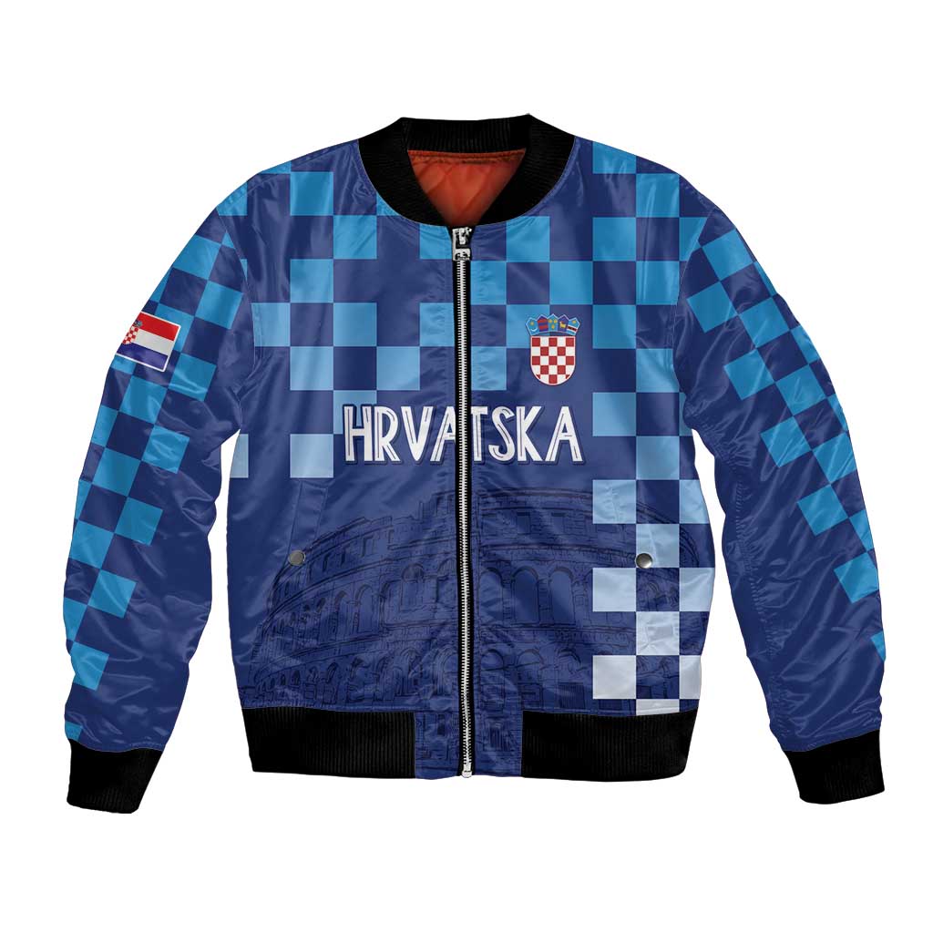 Croatia Football 2025 Custom Bomber Jacket Blue Hrvatska Kockasti - Pula Arena