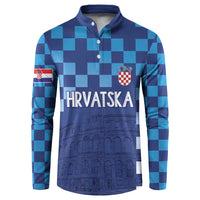 Croatia Football 2025 Custom Button Sweatshirt Blue Hrvatska Kockasti - Pula Arena