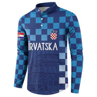 Croatia Football 2025 Custom Button Sweatshirt Blue Hrvatska Kockasti - Pula Arena