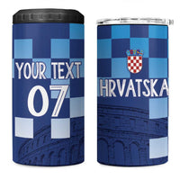 Croatia Football 2025 Custom 4 in 1 Can Cooler Tumbler Blue Hrvatska Kockasti - Pula Arena