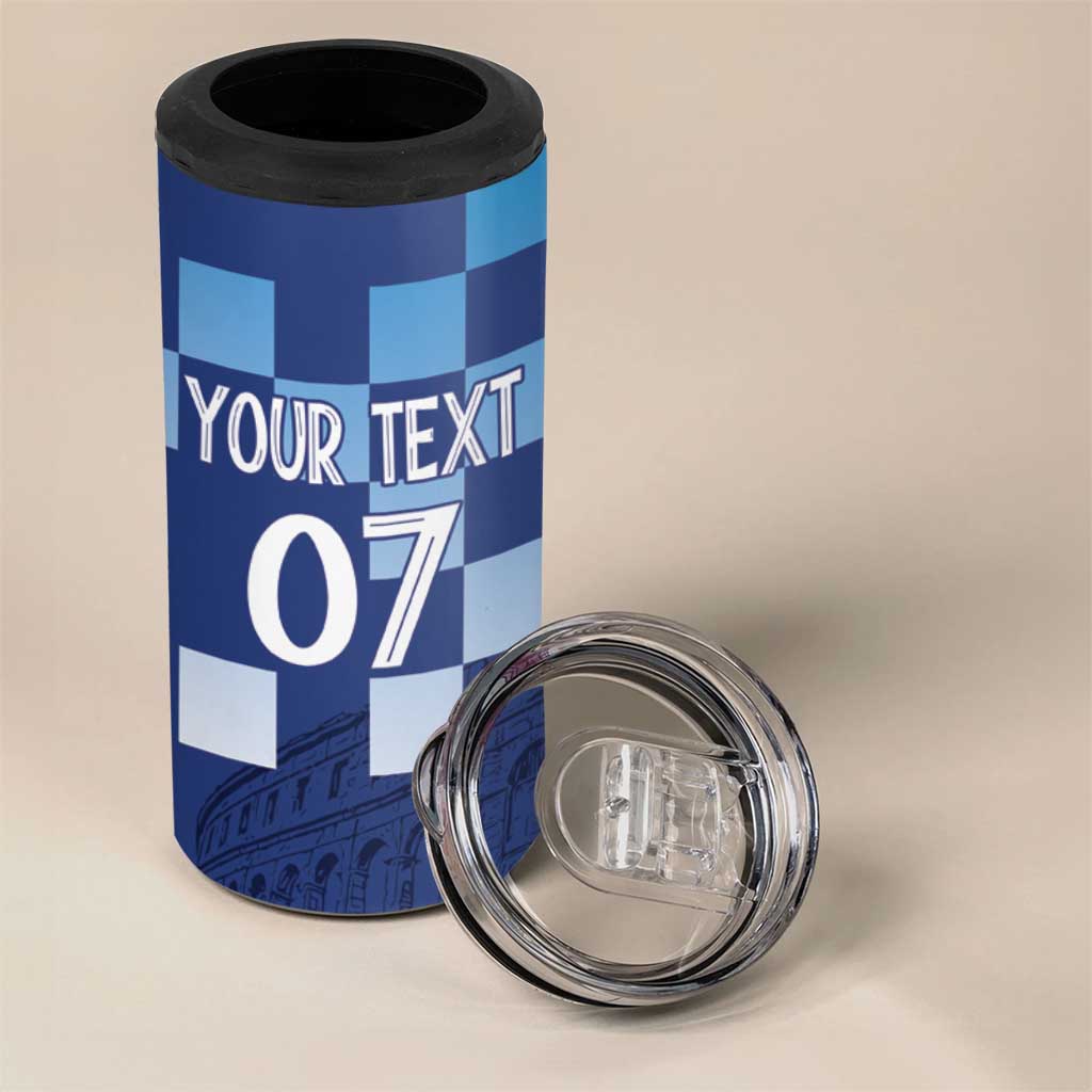 Croatia Football 2025 Custom 4 in 1 Can Cooler Tumbler Blue Hrvatska Kockasti - Pula Arena