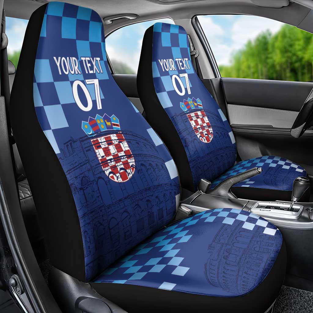 Croatia Football 2025 Custom Car Seat Cover Blue Hrvatska Kockasti - Pula Arena