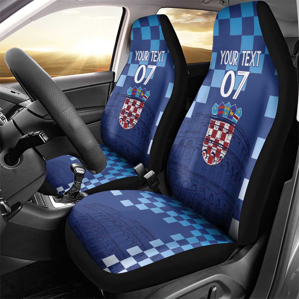 Croatia Football 2025 Custom Car Seat Cover Blue Hrvatska Kockasti - Pula Arena