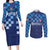Croatia Football 2025 Custom Couples Matching Long Sleeve Bodycon Dress and Long Sleeve Button Shirt Blue Hrvatska Kockasti - Pula Arena