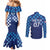 Croatia Football 2025 Custom Couples Matching Mermaid Dress and Long Sleeve Button Shirt Blue Hrvatska Kockasti - Pula Arena