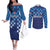 Croatia Football 2025 Custom Couples Matching Off The Shoulder Long Sleeve Dress and Long Sleeve Button Shirt Blue Hrvatska Kockasti - Pula Arena