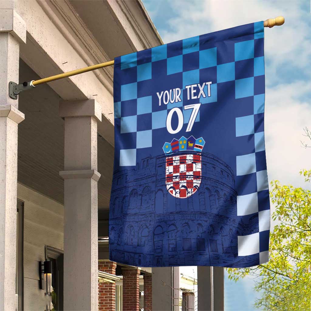 Croatia Football 2025 Custom Garden Flag Blue Hrvatska Kockasti - Pula Arena