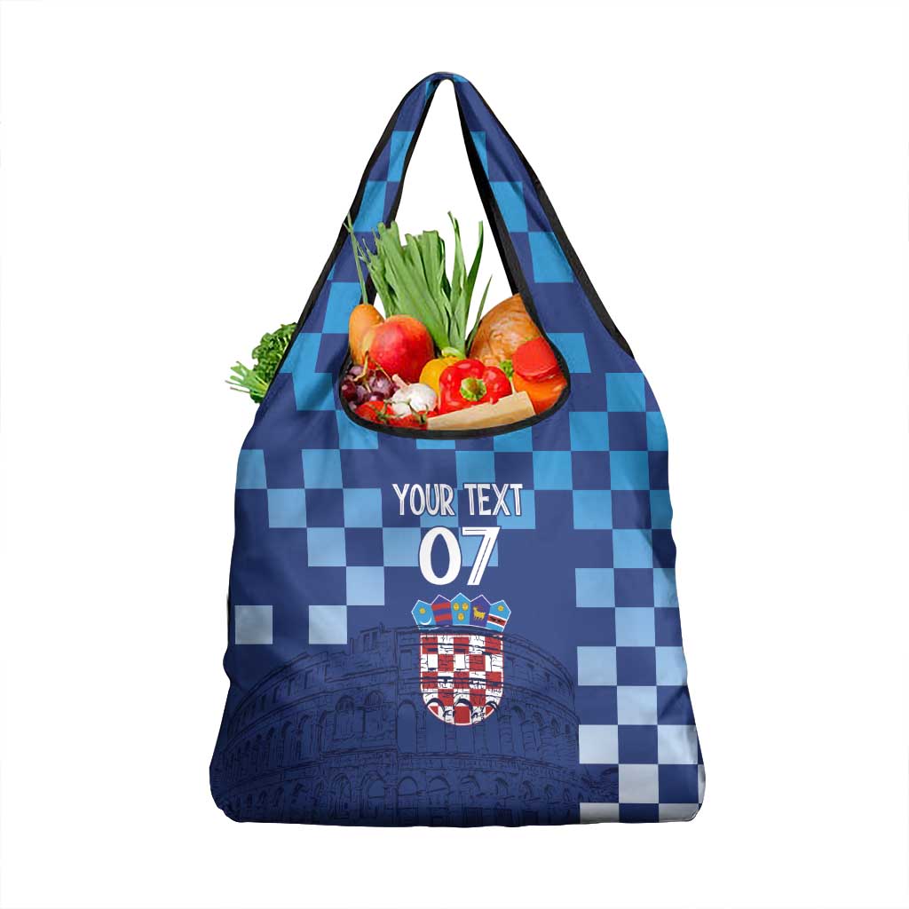 Croatia Football 2025 Custom Grocery Bag Blue Hrvatska Kockasti - Pula Arena