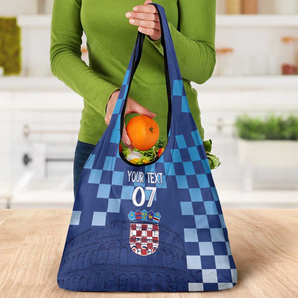 Croatia Football 2025 Custom Grocery Bag Blue Hrvatska Kockasti - Pula Arena