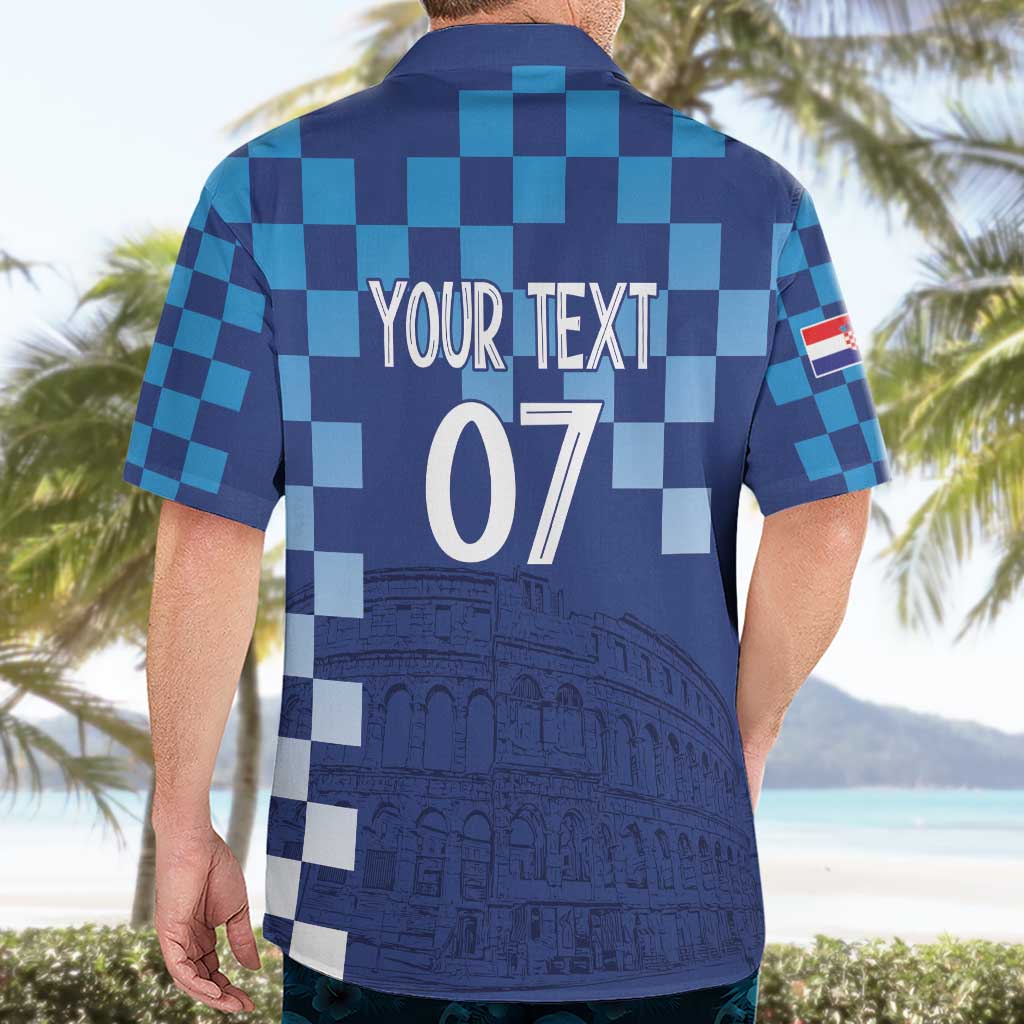 Croatia Football 2025 Custom Hawaiian Shirt Blue Hrvatska Kockasti - Pula Arena