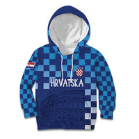 Croatia Football 2025 Custom Kid Hoodie Blue Hrvatska Kockasti - Pula Arena