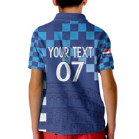 Croatia Football 2025 Custom Kid Polo Shirt Blue Hrvatska Kockasti - Pula Arena