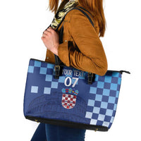 Croatia Football 2025 Custom Leather Tote Bag Blue Hrvatska Kockasti - Pula Arena