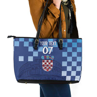 Croatia Football 2025 Custom Leather Tote Bag Blue Hrvatska Kockasti - Pula Arena
