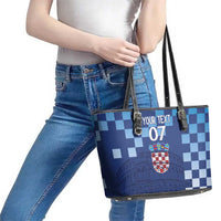 Croatia Football 2025 Custom Leather Tote Bag Blue Hrvatska Kockasti - Pula Arena