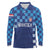 Croatia Football 2025 Custom Long Sleeve Polo Shirt Blue Hrvatska Kockasti - Pula Arena