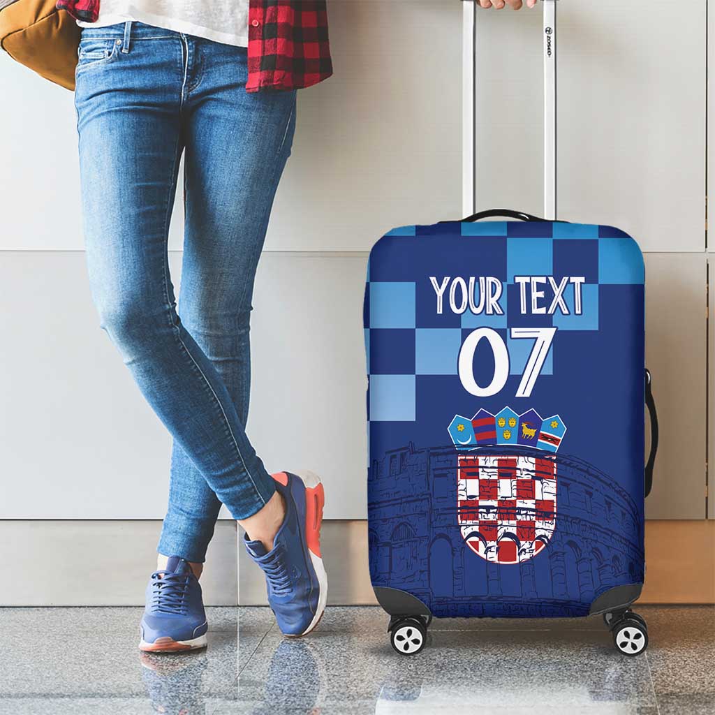 Croatia Football 2025 Custom Luggage Cover Blue Hrvatska Kockasti - Pula Arena