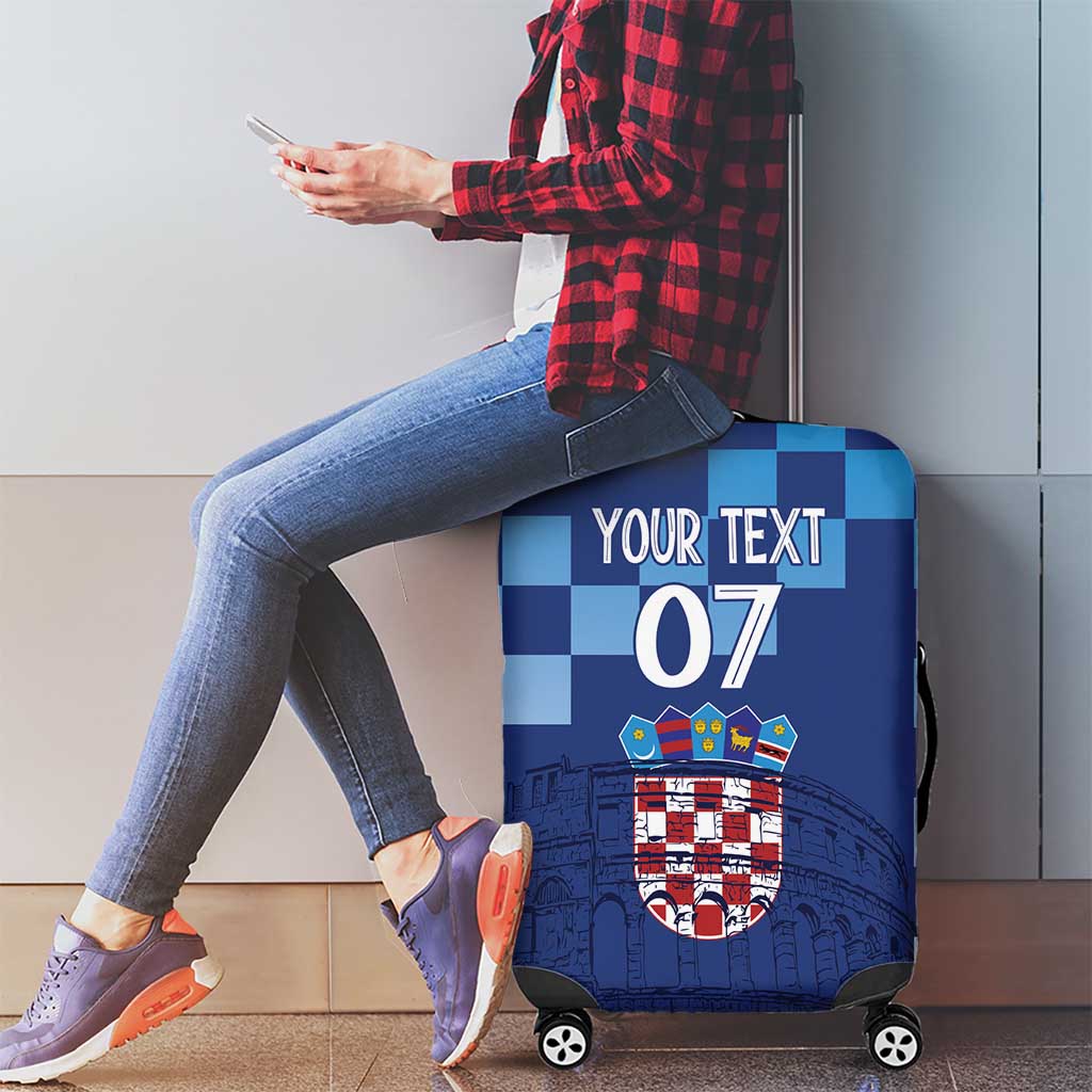 Croatia Football 2025 Custom Luggage Cover Blue Hrvatska Kockasti - Pula Arena