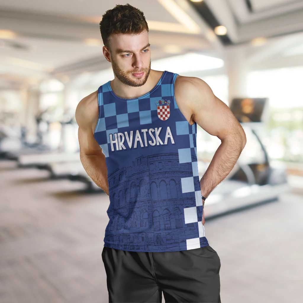Croatia Football 2025 Custom Men Tank Top Blue Hrvatska Kockasti - Pula Arena