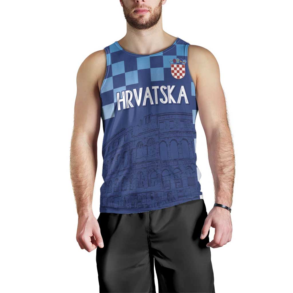Croatia Football 2025 Custom Men Tank Top Blue Hrvatska Kockasti - Pula Arena