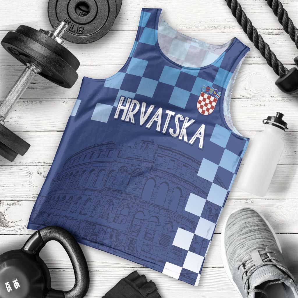 Croatia Football 2025 Custom Men Tank Top Blue Hrvatska Kockasti - Pula Arena