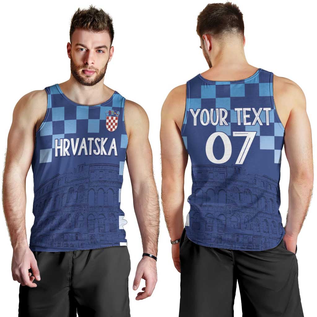 Croatia Football 2025 Custom Men Tank Top Blue Hrvatska Kockasti - Pula Arena