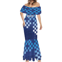 Croatia Football 2025 Custom Mermaid Dress Blue Hrvatska Kockasti - Pula Arena
