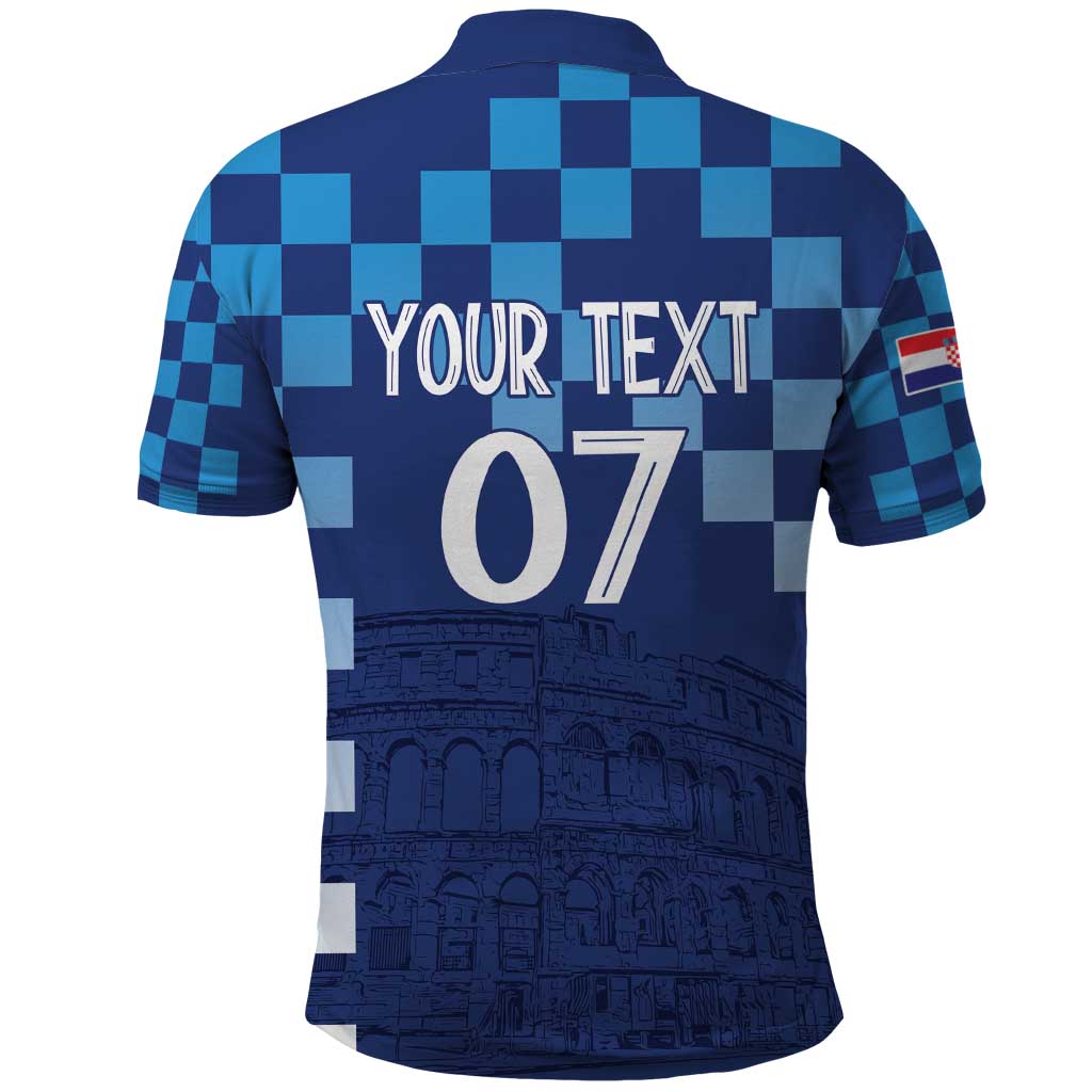 Croatia Football 2025 Custom Polo Shirt Blue Hrvatska Kockasti - Pula Arena