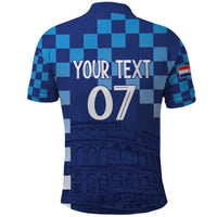 Croatia Football 2025 Custom Polo Shirt Blue Hrvatska Kockasti - Pula Arena