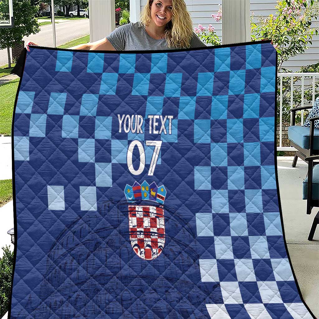 Croatia Football 2025 Custom Quilt Blue Hrvatska Kockasti - Pula Arena