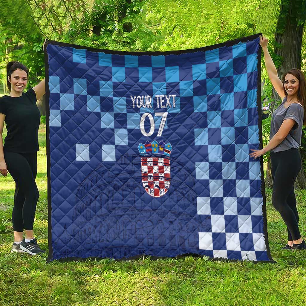 Croatia Football 2025 Custom Quilt Blue Hrvatska Kockasti - Pula Arena